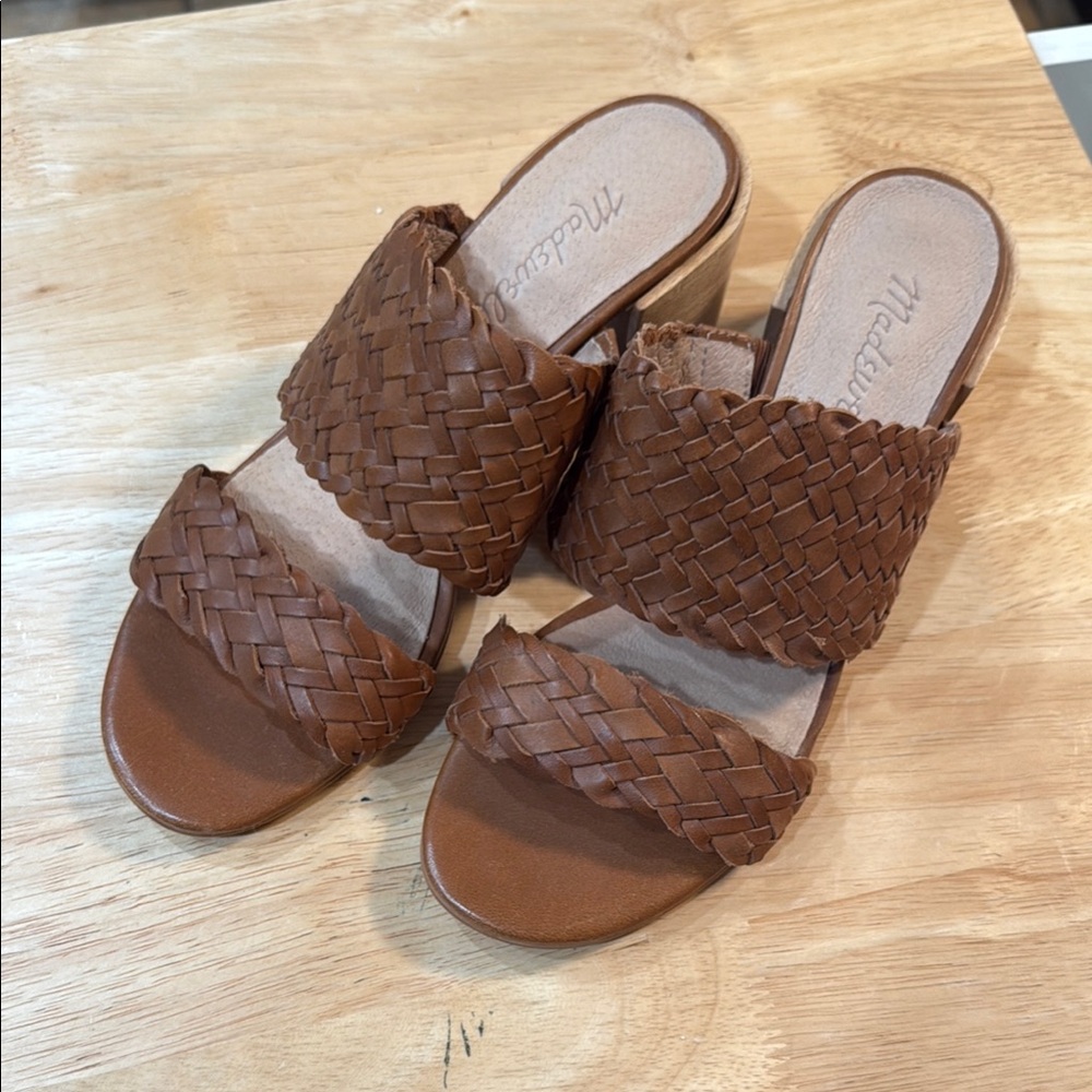 Madewell Brown Woven Leather Mules